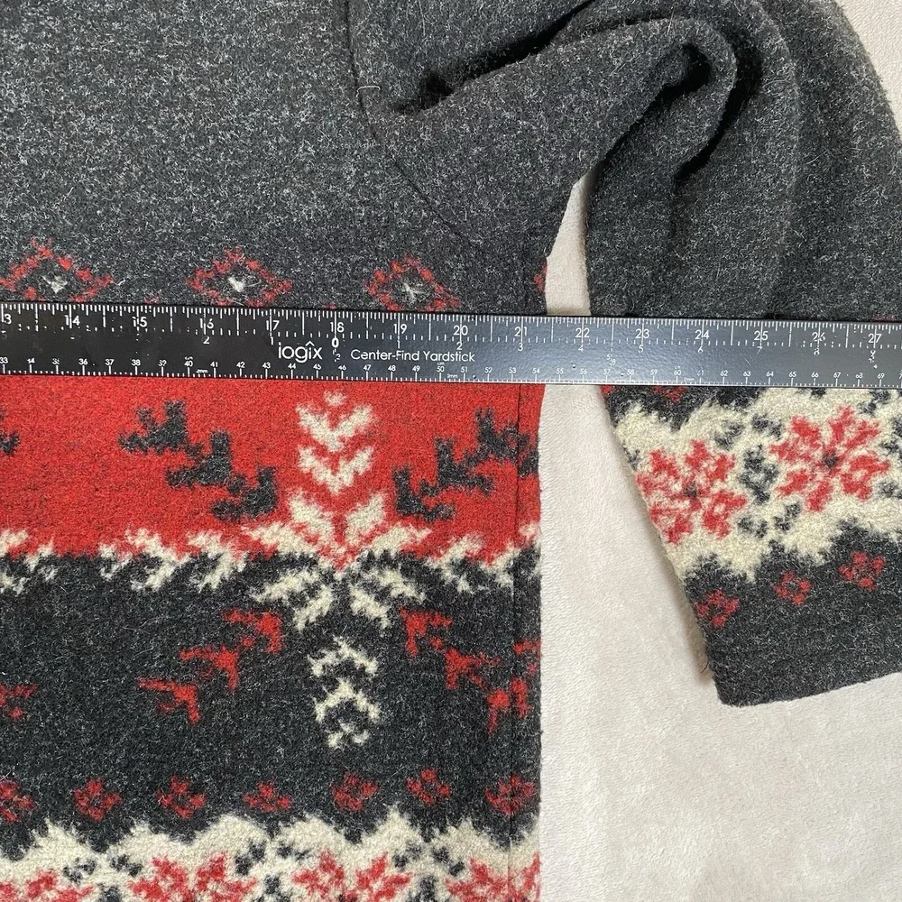 VTG Talbots Petites Womens M Sweater SNOWFLAKE Winter Gray Multicolor